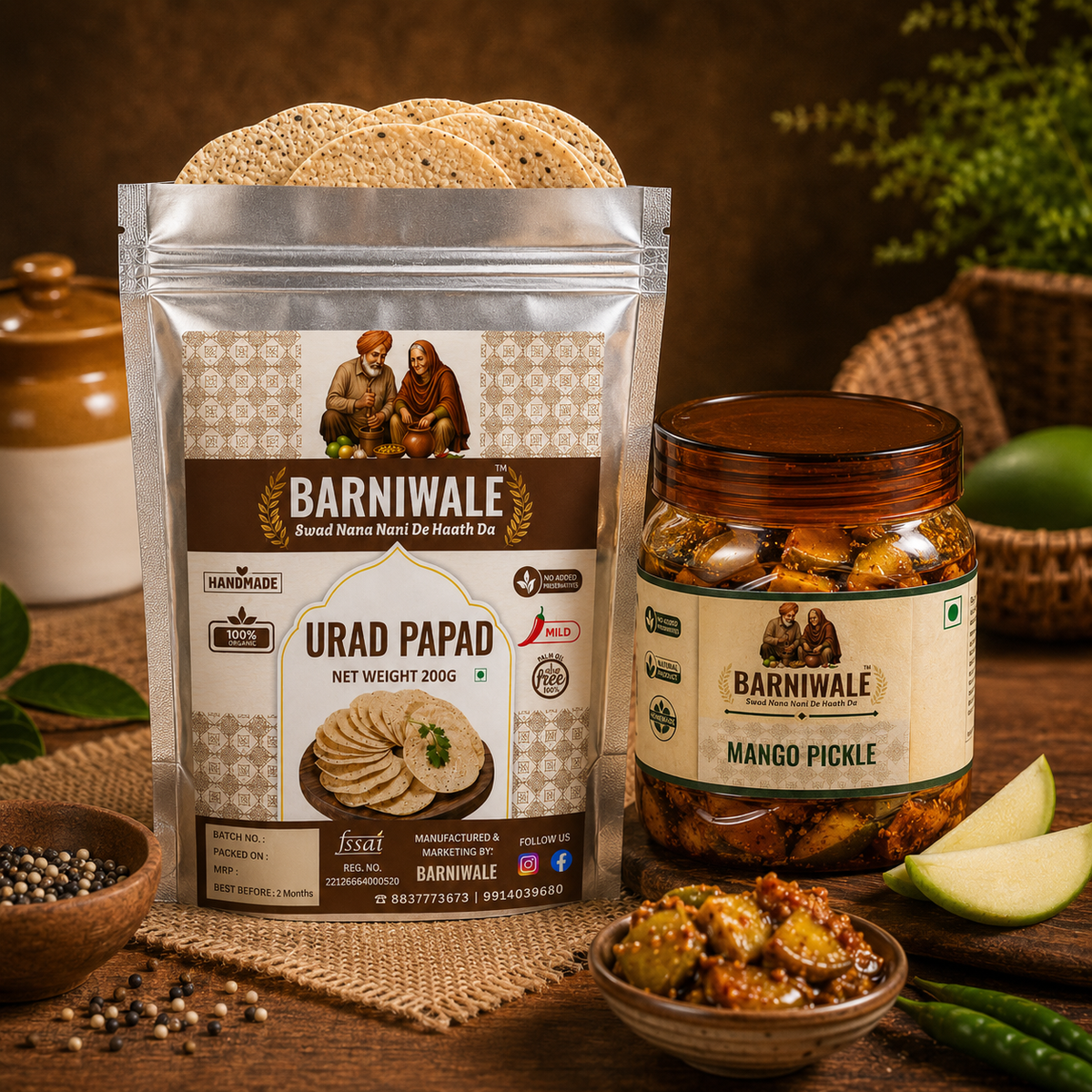 Mango Pickle + Urad Papad Spicy